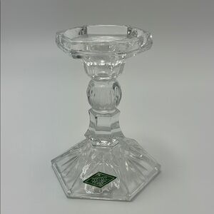 Shannon Crystal Taper Pillar Candle Holder 24% Lead Made In USA 5.5in Formal